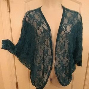Lace teal cardigan/shrug